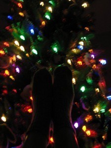 Gray Socks by Christmas Tree