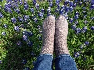 Handknit Socks in Bluebonnets