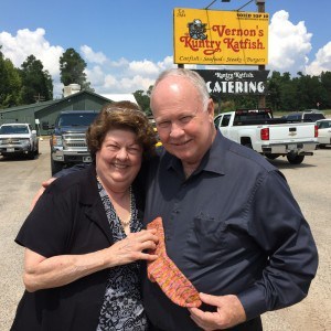 My parents with a sock at Kountry Katfish!